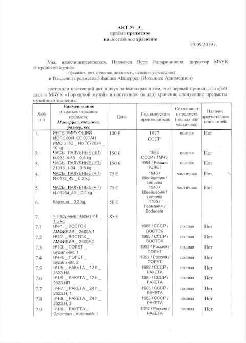 Altmeppen russische Uhren - Zollformalitäten Kiste Nr. 3 1