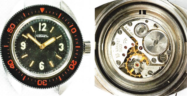 Altmeppen russische Uhren - Abb. 29 Taucher-Uhr Kal. 2603 von Raketao.J. 01248